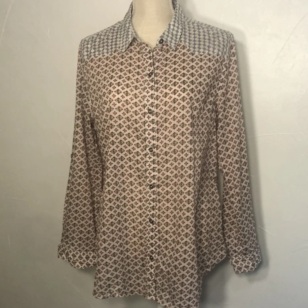 Seven XL women’s Cotton long sleeve Blouse western Boho - Picture 7 of 9